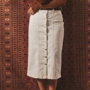Rails Broadway White Denim Midi Skirt